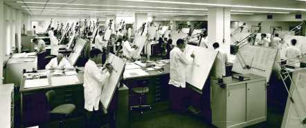 Computertechnologien verdrängt die Reißbretter in den 80er Jahren zunehmend